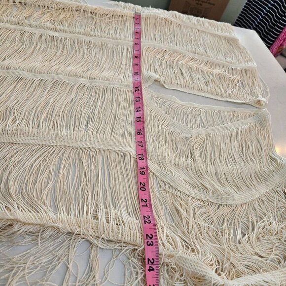 Trending Fringe Layered Ivory Sheer Open Front Kimono Shawl Cover Up Top Sexy - Picture 9 of 10